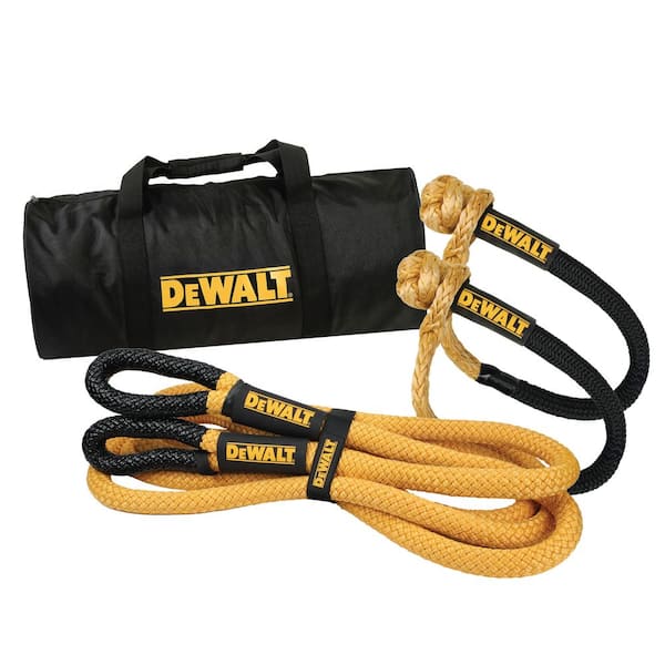 1.5 in. x 30 ft. DEWALT Kinetic Recovery Rope Kit 74,000 lbs Break Strength with 2 Heavy Duty Soft Shackles