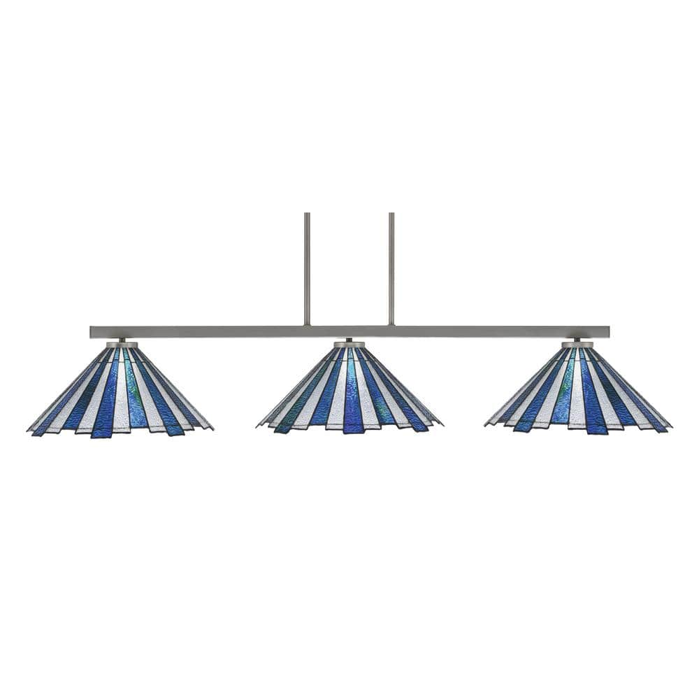 Cottonwood 3-Light Graphite Light Chandelier with Sea Ice Art Glass Shades