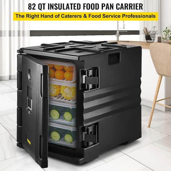 VEVOR Insulated Food Pan Carrier, 82 qt Hot Box for Catering, LLDPE Food Box Carrier w/ Double Buckles, Front Loading Food War