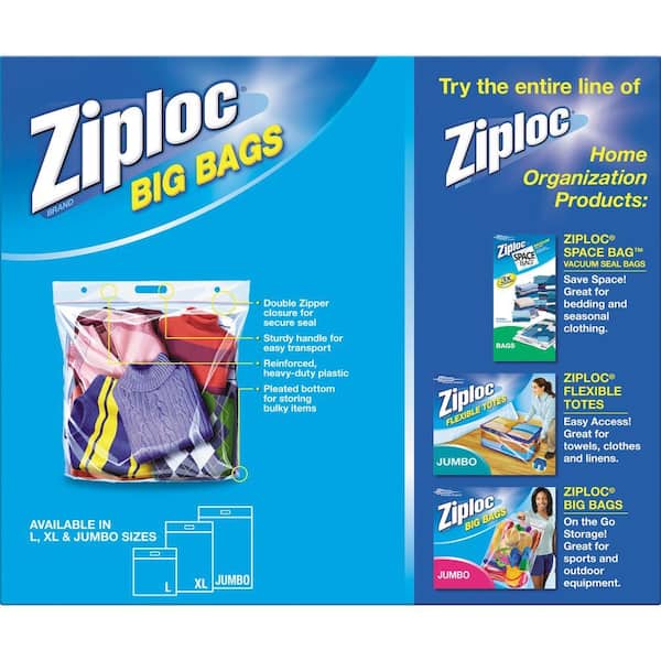 Ziplock ziploc XXL extra large heavyweight clear plastic storage bags w/ handle 