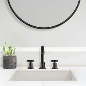 Uomo 8 in. Widespread Double Handle Bathroom Faucet in Matte Black