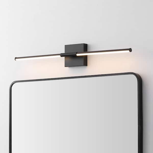 Makena 28 in. 1-Light Black Metal Dimmable Integrated LED Metal Wall Sconce
