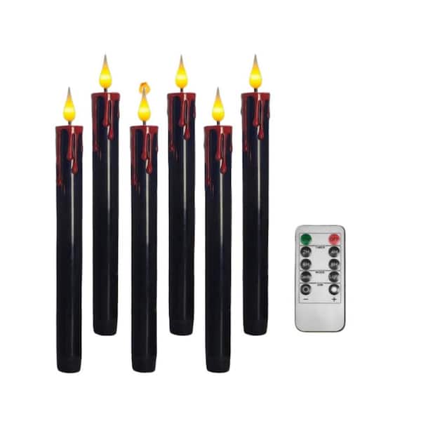 10" Black Bleeding LED Taper Candles with Remote & Timer