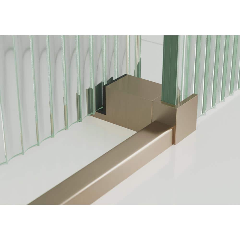 Galaxy 56-60 in. x 78 in. Frameless Fluted Glass Sliding Shower Door in Brushed Bronze