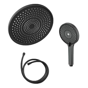 3-Spray Patterns 5 in. Wall Mount Handheld Shower Head with 10 in . Rain Head Replacement in Matte Black