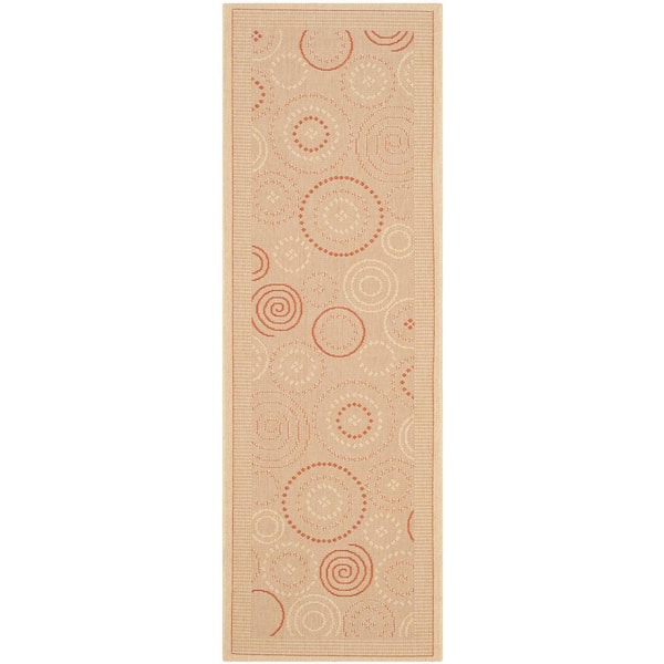 SAFAVIEH Courtyard Natural/Terracotta 2 ft. x 7 ft. Border Indoor/Outdoor Patio  Runner Rug