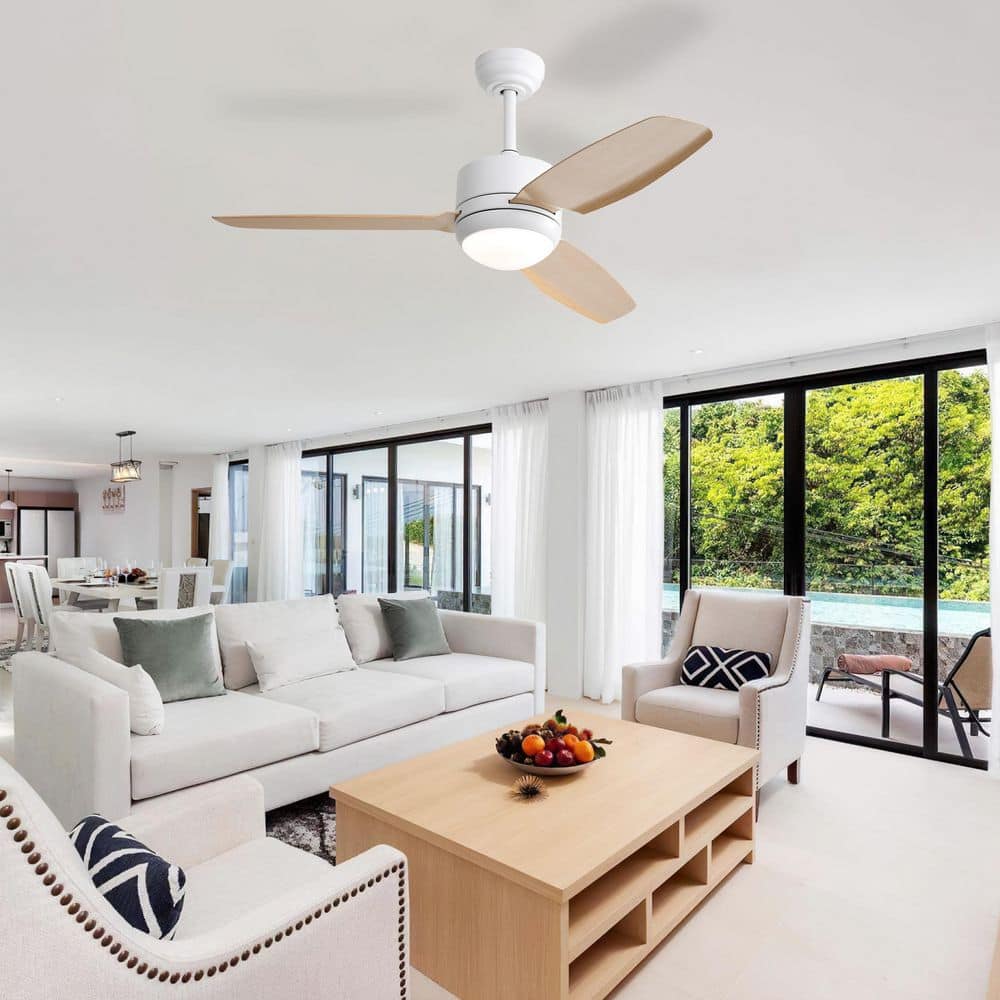 46 In. Indoor White Integrated LED 6-Speed Reversible DC Motor Ceiling Fan 