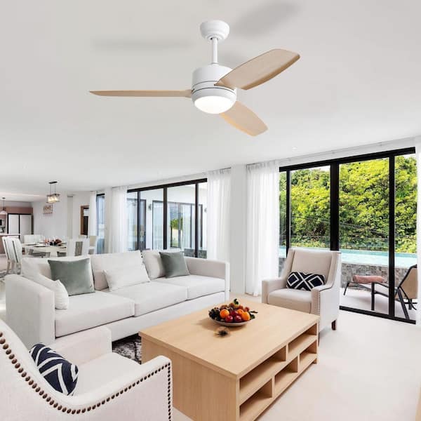 46 In. Indoor White Integrated LED 6-Speed Reversible DC Motor Ceiling Fan with Remote Control