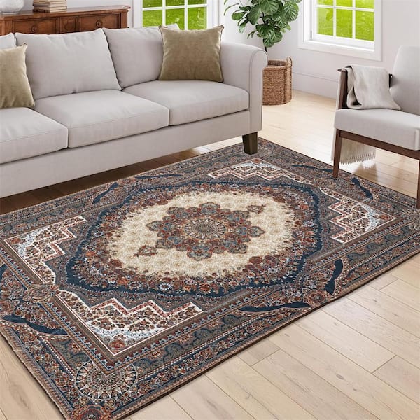 Area Rug 5x7 Vintage Bohemia Large Persian Non-slip Washable Rug