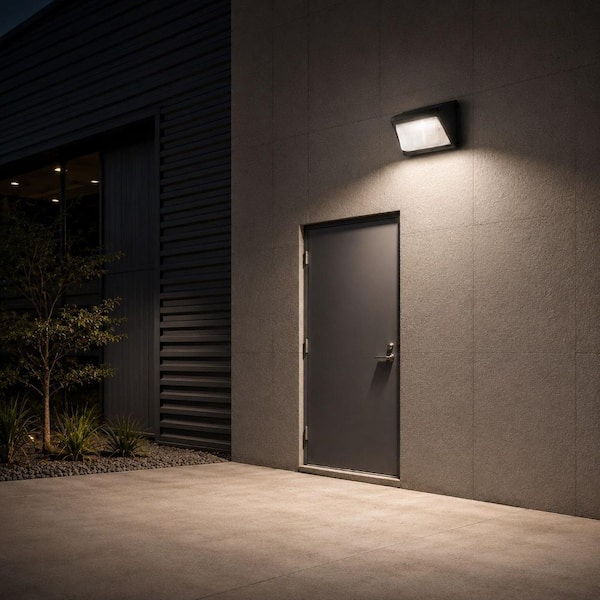 60W/90W/100W/120W Watt Equivalent Selectable Integrated LED Bronze Outdoor Wall Pack Light Photocell, 30K/40K/50K CCT