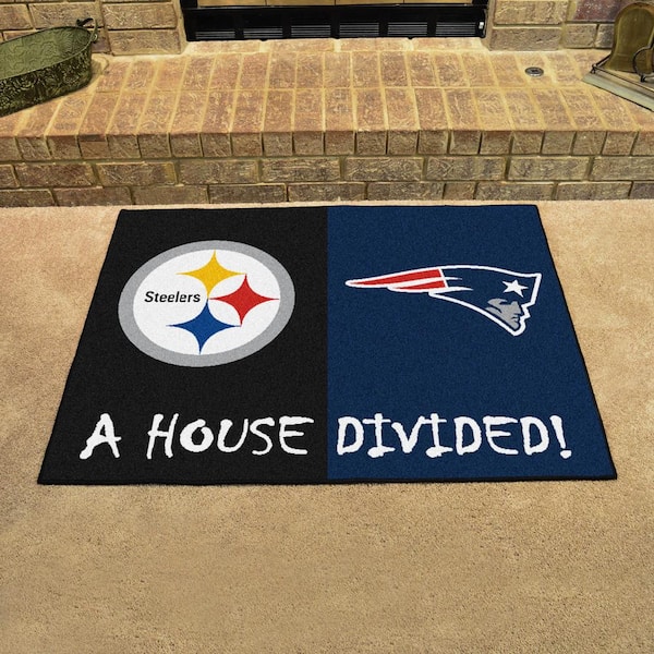 NFL House Divided - Steelers / Patriots 33.75 in. x 42.5 in. House Divided Mat Area Rug