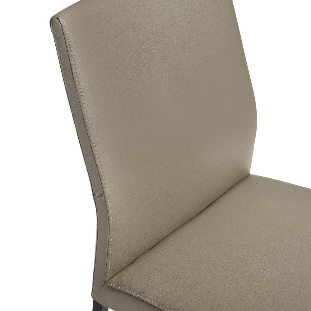 Brown Faux Leather Parsons Side Chair with Black Metal Legs