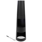 49 in. Steel Outdoor Wood Burning Chiminea Fire Pit with Built-In Log Storage