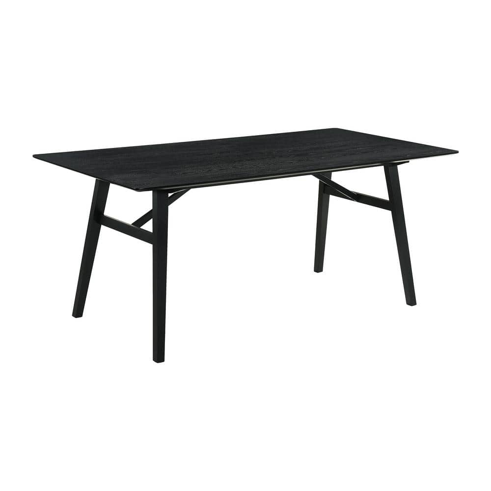 Channell Black Rubberwood Rectangular Dining Table for Six