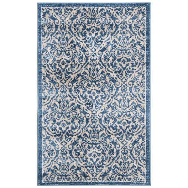 SAFAVIEH Brentwood Navy/Cream 4 ft. x 6 ft. Border Geometric Medallion Area Rug