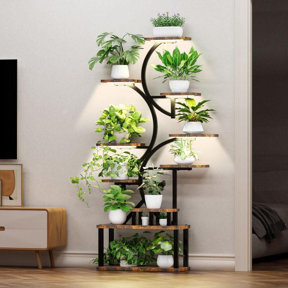 CSC DECOR INC 68.5 in. H Brown S-shaped MDF Indoor Plant Stand