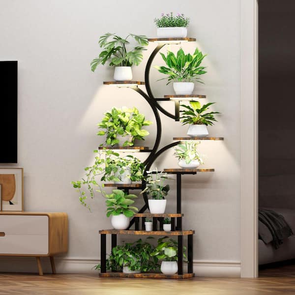Grow Lights, 10-Tier Indoor Plant Stand with Full Spectrum Grow Lights, Display Rack with Timer and Dimmable Brightness