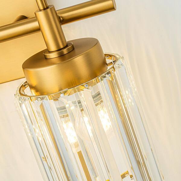 ZYZWMB 12.2 in. 2-Light Brushed Gold Dimmable Crystal Bathroom