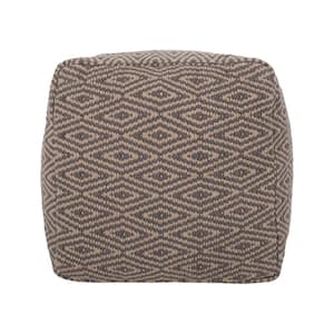 Boven Dark Grey and Brown Fabric Cube Pouf