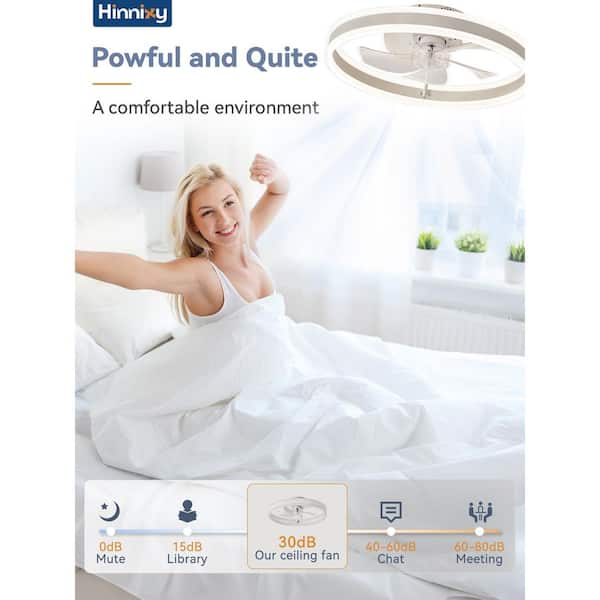20 in. Smart Indoor Matte White Flush Mount Color Changing LED Ceiling Fan with Light Kit and Remote and App Control