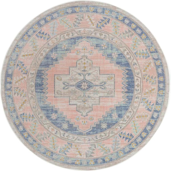 Unique Loom Whitney Geneva French Blue 7 ft. 1 in. x 7 ft. 1 in. Area Rug
