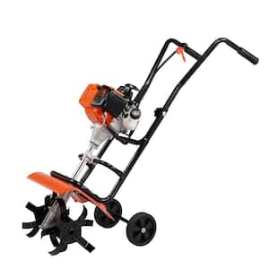 Tiller Cultivator, 31CC 4-Stroke Garden Cultivator, Tiller 4 Steel Adjustable Front Tines for Lawn, Garden 2025 Update