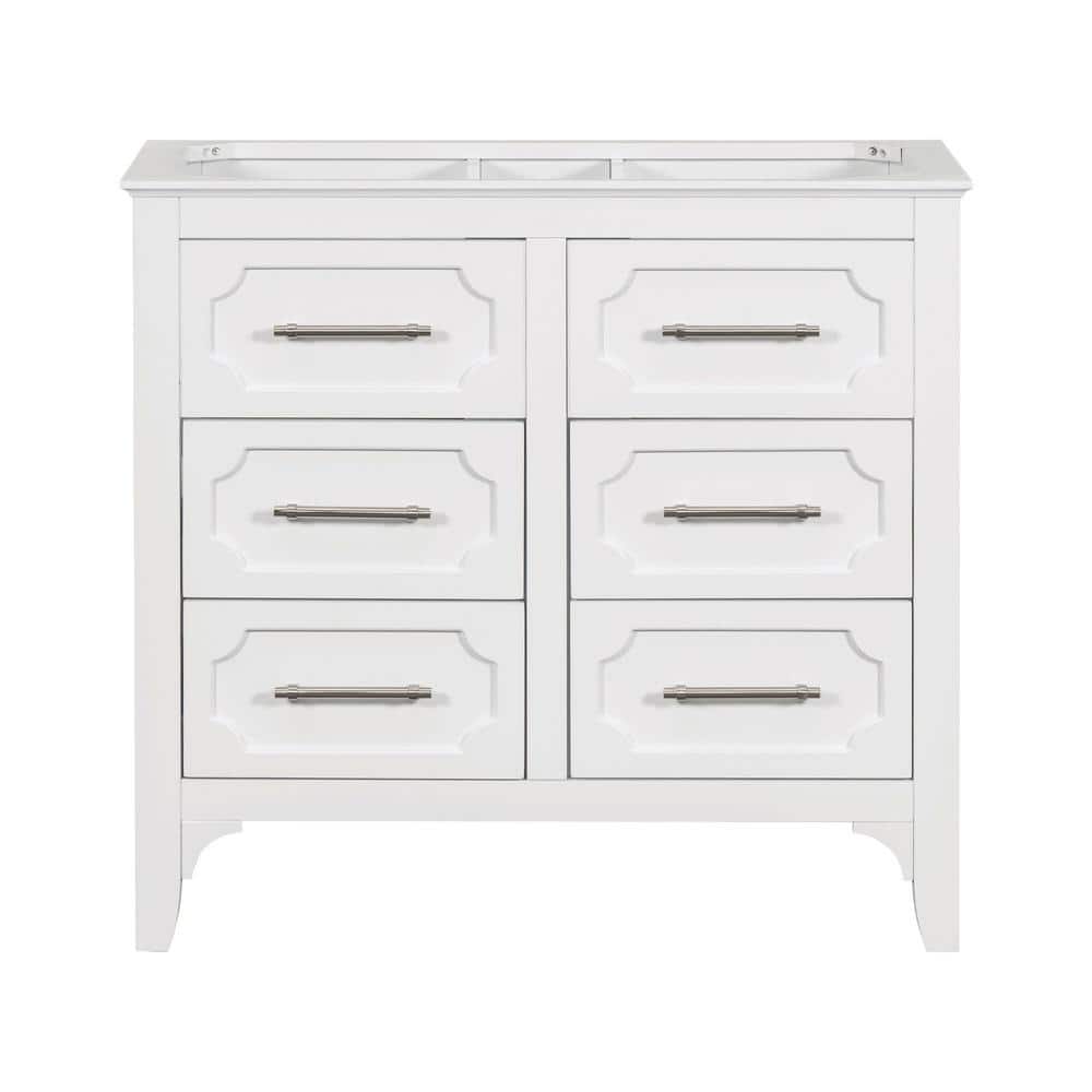 34.48 in. W x 17.87 in. D x 33 in. H Bath Vanity Cabinet without Top in Whi