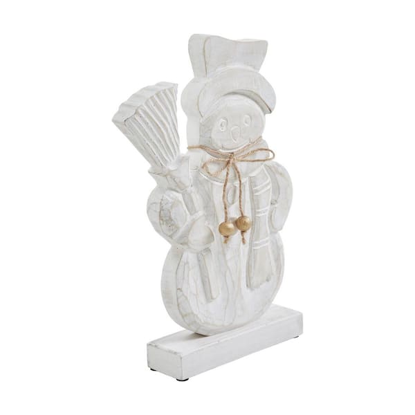13 in. Distressed White Wooden Christmas Snowman