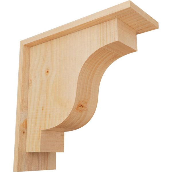 Ekena Millwork 5-1/2 in. x 14 in. x 14 in. Douglas Fir Newport Smooth Corbel with Backplate