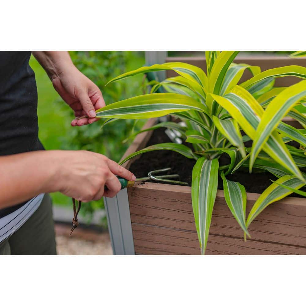 Espresso Brown Vinyl Large Planter Box with Trellis