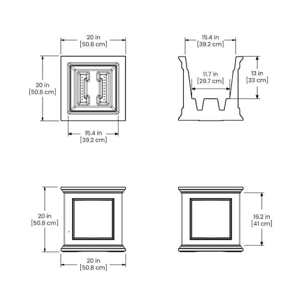 Mayne Fairfield 20 in. Square Self-Watering Black Polyethylene