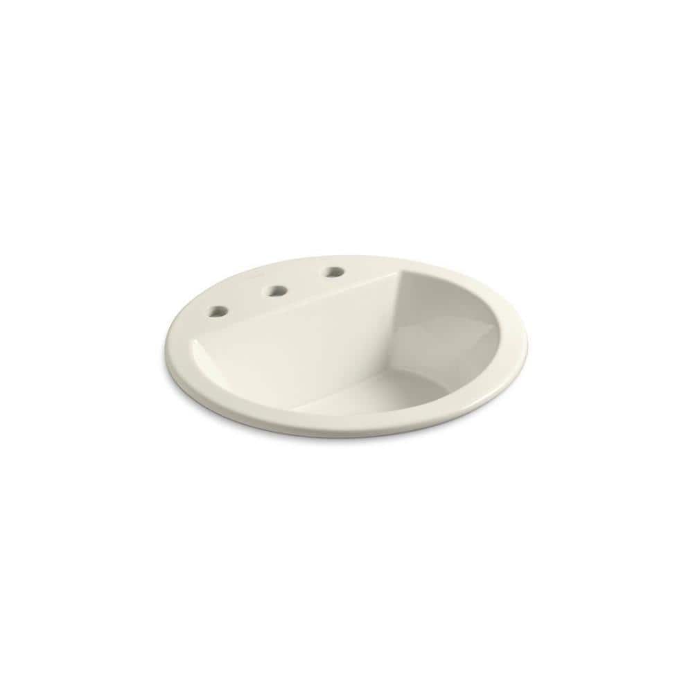 KOHLER Bryant Round Self-Rimming Bathroom Sink in Biscuit K-2714-8-96 ...