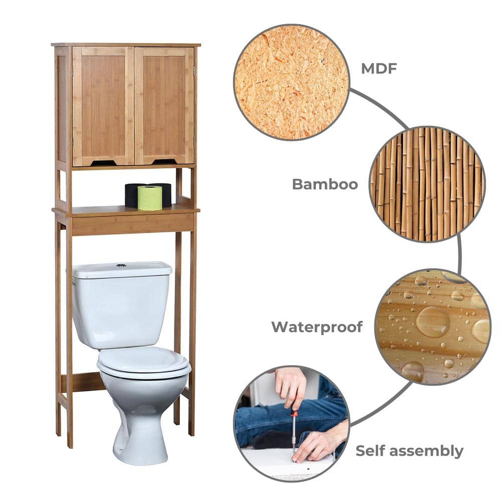 Mahe Bamboo Over-the-Toilet Storage Cabinet with Doors