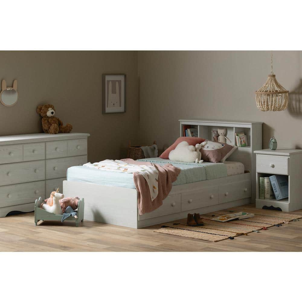 White Pine 1-Drawer Nightstand with Open Shelf