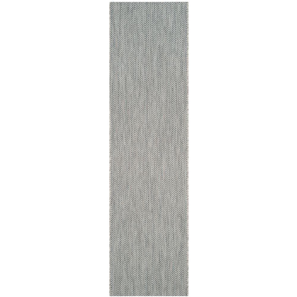 Courtyard Gray/Navy 2 ft. x 7 ft. Solid Color Chevron Indoor/Outdoor Runner Rug price history on PriceWatchPro