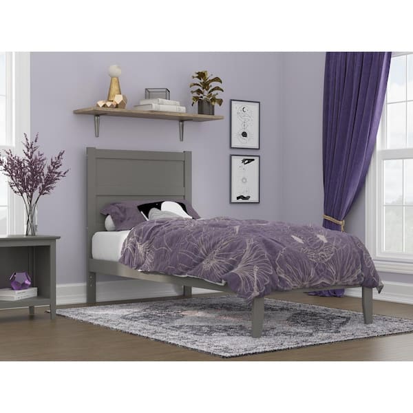 AFI NoHo 38-1/4 in. W Grey Twin Extra Long Size Solid Wood Frame with Attachable USB Charger Platform Bed