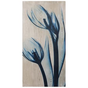 Blue Tulip X-Ray Photography Giclee Printed on Hand Finished Ash Wood Wall Art