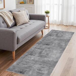 Monet Light Grey 2 ft. x 8 ft. Modern Abstract Area Rug