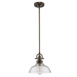 Virginia Indoor 1-Light Oil Rubbed Bronze Mini-Pendant with Glass Shade
