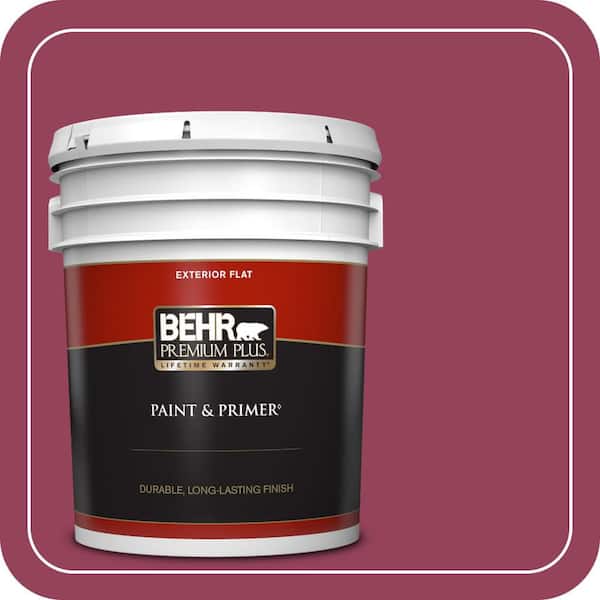BEHR PREMIUM PLUS 5 gal. #110B-7 Raspberry Pudding Flat Exterior Paint & Primer