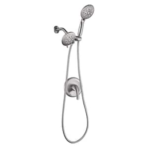 2 in 1 5-Spray Shower head Kits Shower Faucet with Valve 1.8 GPM 4.7 in. Adjustable Dual Shower Heads in Brushed Nickel