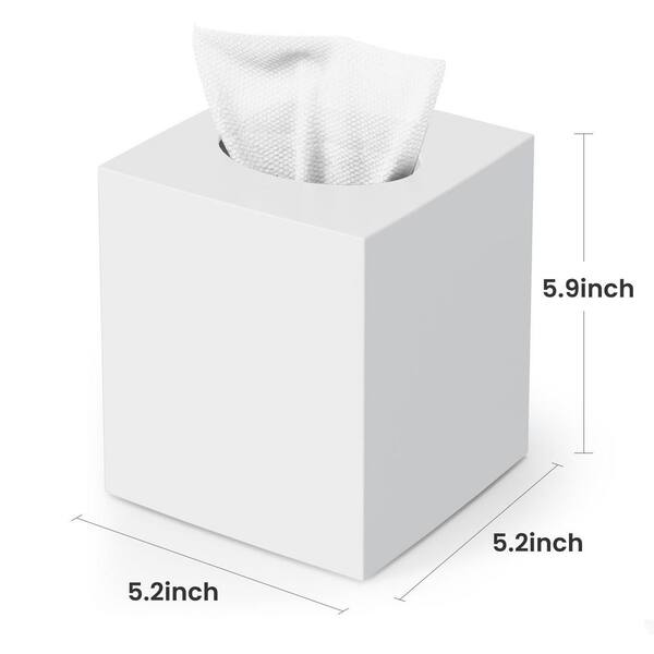 Numhew Square Modern Facial Acrylic Tissue Box Cover in White