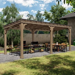 20 ft. W x 10 ft. D Wooden Grill Gazebo Outdoor with Steel Roof