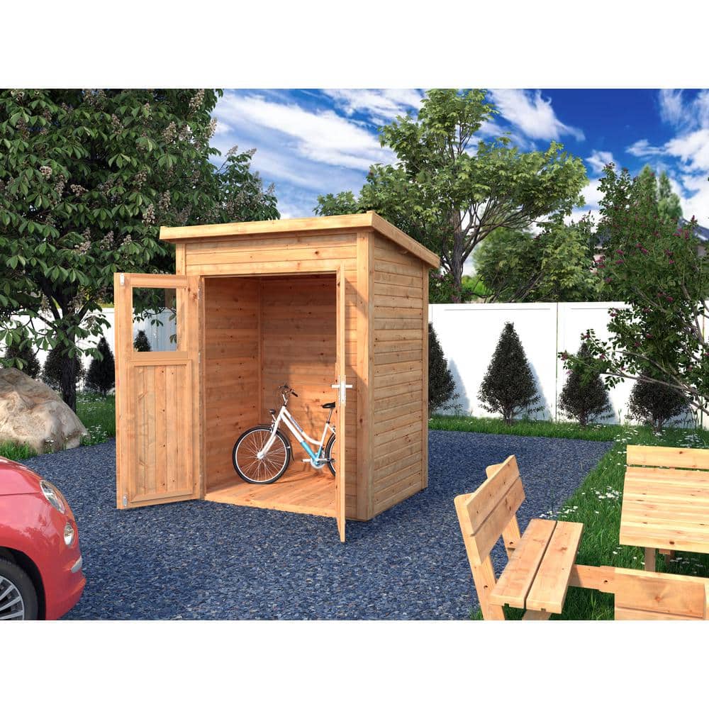 Nordic Spruce Wooden Lean-To Storage Shed with Double Doors and Windows