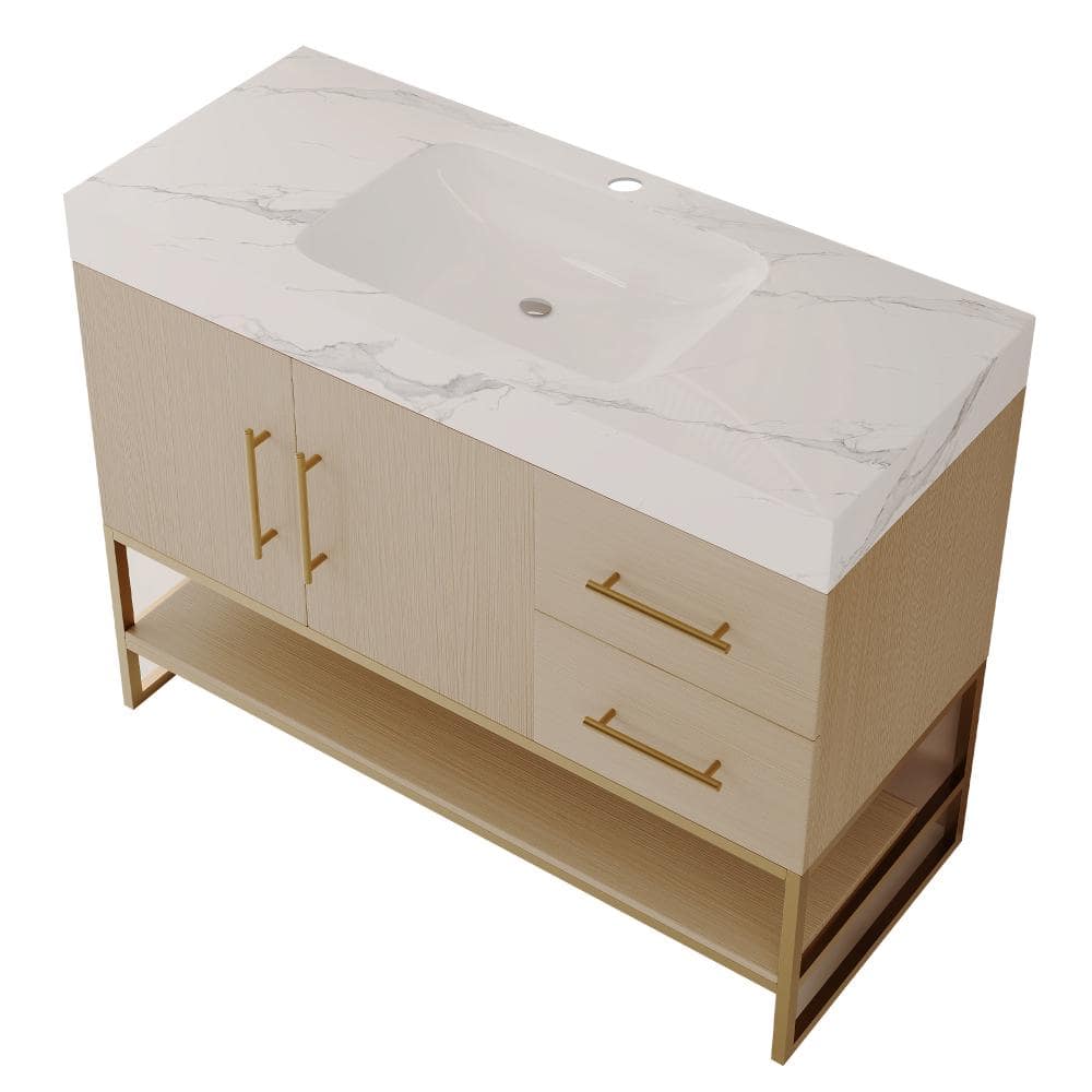 36 in. Freestanding Wood Bath Vanity with White Sintered Stone Top Unassembled price history on PriceWatchPro