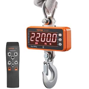 Digital Crane Scale 2200 lbs. Industrial Heavy Duty Hanging Scale with Remote Control and LED Screen for Factory, Orange