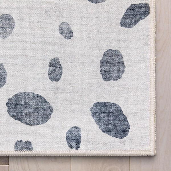 Animal Dots Modern Kids Ivory Black 6 ft. x 9 ft. Machine Washable Flat-Weave Area Rug