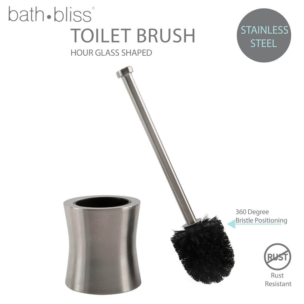Hour Glass Shaped Silver Stainless Steel Toilet Brush and Holder