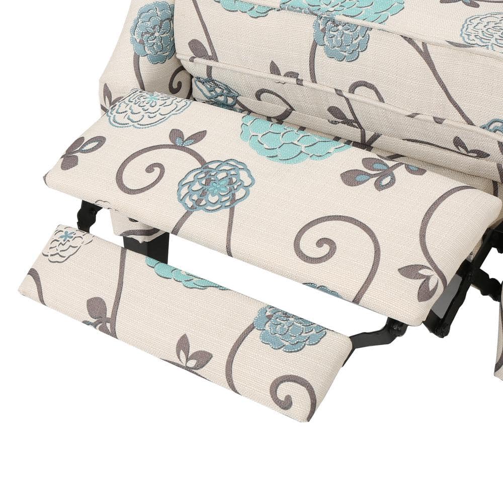 Handcrafted White Floral Polyester Recliner with Wingback Design