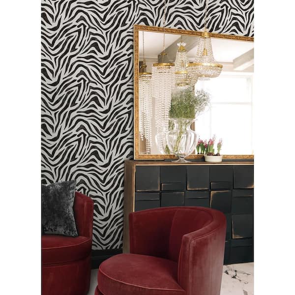 RuZebra Black Vinyl Peel and Stick Wallpaper